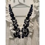 Anthropologie Allison New York Embroidered Eyelet Midi Dress White Blue XS Photo 3