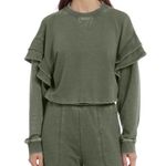 7 For All Mankind NWT Ruffle Cropped Sweatshirt Photo 1