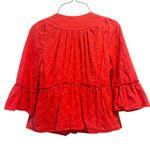 Anthropologie  Ett Twa Womens 4 Orange Bell Sleeve Blouse Jacket Boho Embroidered Photo 1