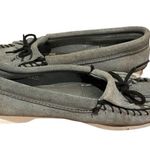 Minnetonka Kitty Hard Sole Gray Suede Leather Moccasin Shoes Women’s 8 Photo 3
