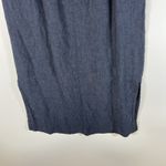 Garnet Hill 100% Linen Blue Side Slits Elastic Waist Maxi Skirt Size 10 Pockets Photo 2