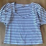 Skies Are Blue  Navy and White Striped Top Photo 0