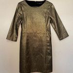 ZARA Trafalac Metallic Bronze/Gold Mini Dress 3/4 Sleeve Size Large Bodycon Photo 0