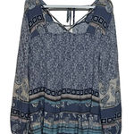 Knox Rose  Women's Blue Floral Square Neck Ruffled‎ Hem Long Sleeve Size XXL Photo 0