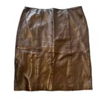 St. John Collection  Chocolate Brown Leather Pencil Skirt size 12 Photo 0