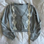 Brandy Melville Grey and white argyle cropped long sleeve cardigan size XS Photo 6