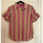 Ralph Lauren Lauren  100% Linen striped short sleeve blouse small Photo 8
