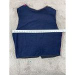 Accento Vintage Indigo Floral‎ Hand Embroidered Vest Guatemala Cottagecore XL Blue Photo 4