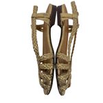 Sézane Natacha Low Sandals Gold Metallic Braided Peep Toe EU 39 US 8 Photo 5