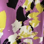 Liz Claiborne Abstract Purple Yellow Floral Print Tunic Top Popover Blouse Retro Artsy Modest Photo 2