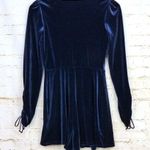 Urban Outfitters Womens Sz S Brooklyn Blue Velvet Faux Wrap Romper Playsuit Photo 11