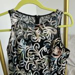 Tahari multicolor appliqué black full length gown sleeveless mesh top sz 2 Photo 1