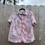 Allison Daley  Pink Womens‎ size 14 Petite Button Down Blouse Shirt Floral Leaf Photo 9