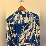 ZARA  Blue and Cream Long Sleeve Dress Photo 6