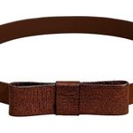 Gap Brown Leather Bow Belt Classic Preppy Coquette Cute 1” Wide Women's Sz Small Photo 0