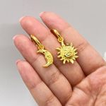 Gold Sun and Moon Mismatched Earrings Photo 1