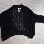 At Last Black Open-Knit Women's Sweater Photo 0