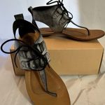 Sorel Boho Summer Boot Distressed Black Leather Lace Up Cage Sandals Size 9 Photo 0