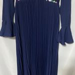 NWT ASOS MATERNITY DRESS WO SIZE 6. NAVY PLEATED DRESS EMBROIDERED FLORAL DESIGN Blue Photo 12