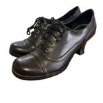 Mudd Y2K Shoes Witchy Oxford Pumps Lace Up Chunky Heels 9 Black Floppy Leather Photo 1