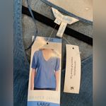 Draper James NWT  Size L Blue Denim V Neck Puff Short Sleeve V Neck Blouse Photo 7