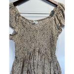 Japna  Ruffled Sleeve Smocked Peplum Top, Beige and Black Polka Dot, Square Neck Photo 3