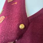 Classic Elements  Maroon Fall Leaves Embroidered 100% Wool Vest Size L Photo 7
