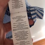 Michael Kors Michael  Button Down Striped Shirt Cold Shoulder Blue & White Medium Photo 4