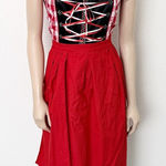 [Vintage] Red Gingham Dirndl Bavarian German Beer Girl Costume Dress Sz XL EU 46 Photo 0