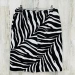 Talbots Skirt Womens 4 Petite Black White Zebra Animal Print Lined Zip Back Photo 2