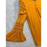 Maeve  Mustard Boho Shirt Bell Sleeve Crochet Lace Sz‎ M Photo 1