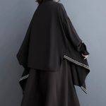 Oversized blouse studded shirt top tee loose top shirt dress batwing asymmetric Black Photo 1