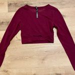 Victoria Sport Maroon Mesh Back Long Sleeve Crop Top Small Photo 1