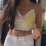 ZARA Satin Effect Top XS NWT Pastel Tie Dye Backless Crop Blogger Fav Summer Photo 3