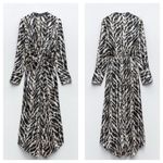 ZARA  Woman Satin Effect Animal Print Midi Dress Small Long Sleeve 9878/081 Photo 1