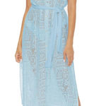 Becca  Light Blue Collared Lace Swim Cover Up Dress Photo 0