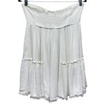 Free People  Smocked Boho Strapless Top Sz S White Distressed Bandeau‎ Flowy Y2K Photo 1