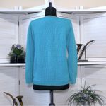Vintage 70s 80s Pink Daisies Teal Blue Cardigan Photo 1