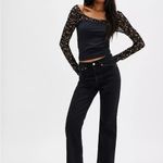 Free People New with tags  Josie Floral Lace Sleeve Ruched Side Top Photo 2