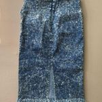 36.5 Acid Wash Denim Pencil Midi Skirt Photo 1