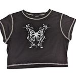 Cider  Short Sleeve Cropped Butterfly T-Shirt Black and White Size M Photo 2