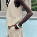 ZARA  HIGH-WAISTED LINEN SHORTS Large NWT Photo 0