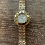 Anne Klein  Gold Plated Rhinestone Bling Watch Water Resistant Logo Face 7” Dress Photo 1