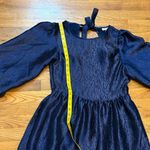 Topshop Women 8 Premium Textured Jacquard Blue Sheen Open Back Puff Sleeve Photo 4