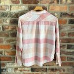 Rails  Charli Linen Button Front Shirt Top in Peach Blush White, L Photo 3