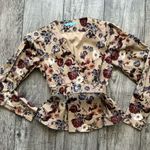 Antonio Melani brown floral blouse with belt Photo 0