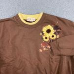 Vintage Grandma Teacher Sunflower Sweater Women XL Embroidered Embellished Daisy Brown Photo 0