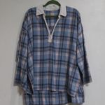 Free People  Blue Plaid Sunday Morning Sleep Shirt Sz M Photo 1