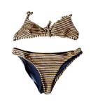 RVCA Bondi Stripe Knot Tri - Textured Stripe Bikini Two Piece Swimsuit Size XL Photo 2