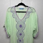 Blue Ginger Embroidered Fringe Tunic Small Boho Beach Coastal Nautical Festival Green Photo 2